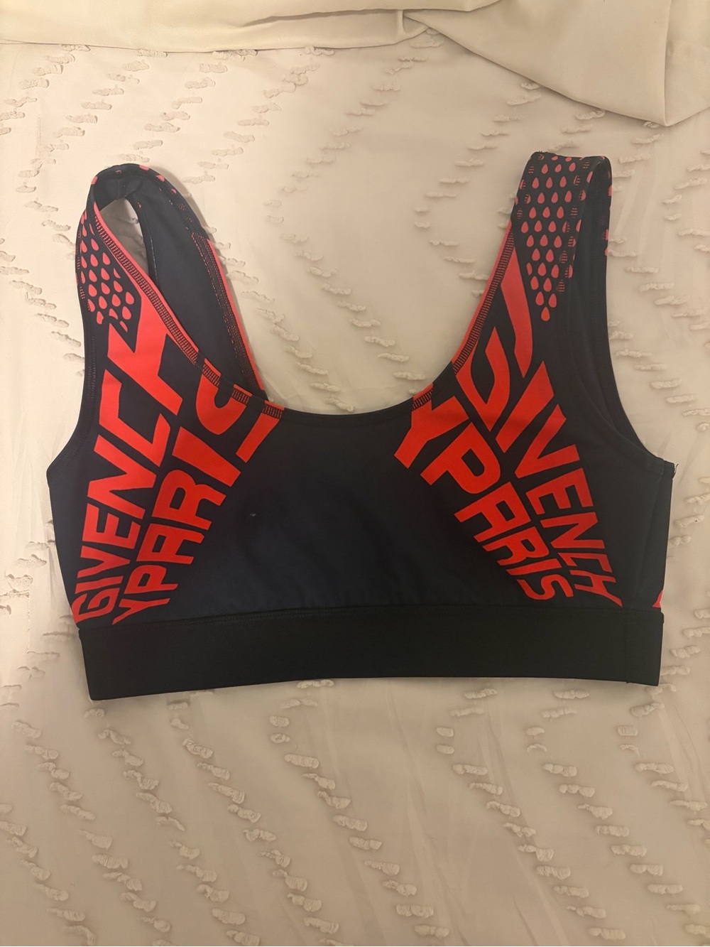 Givenchy Black Sports Bra with Red Logo Accents